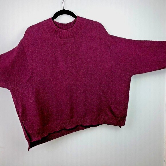 ABOUND Oversized Burgundy Sweater Long Sleeve Pullover Crewneck Vents Women's M - Picture 2 of 9